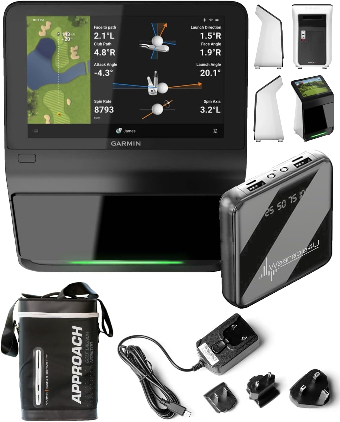 Garmin Approach R50 Premium Golf Launch Monitor and Simulator with Wearable4U Power Bank Bundle